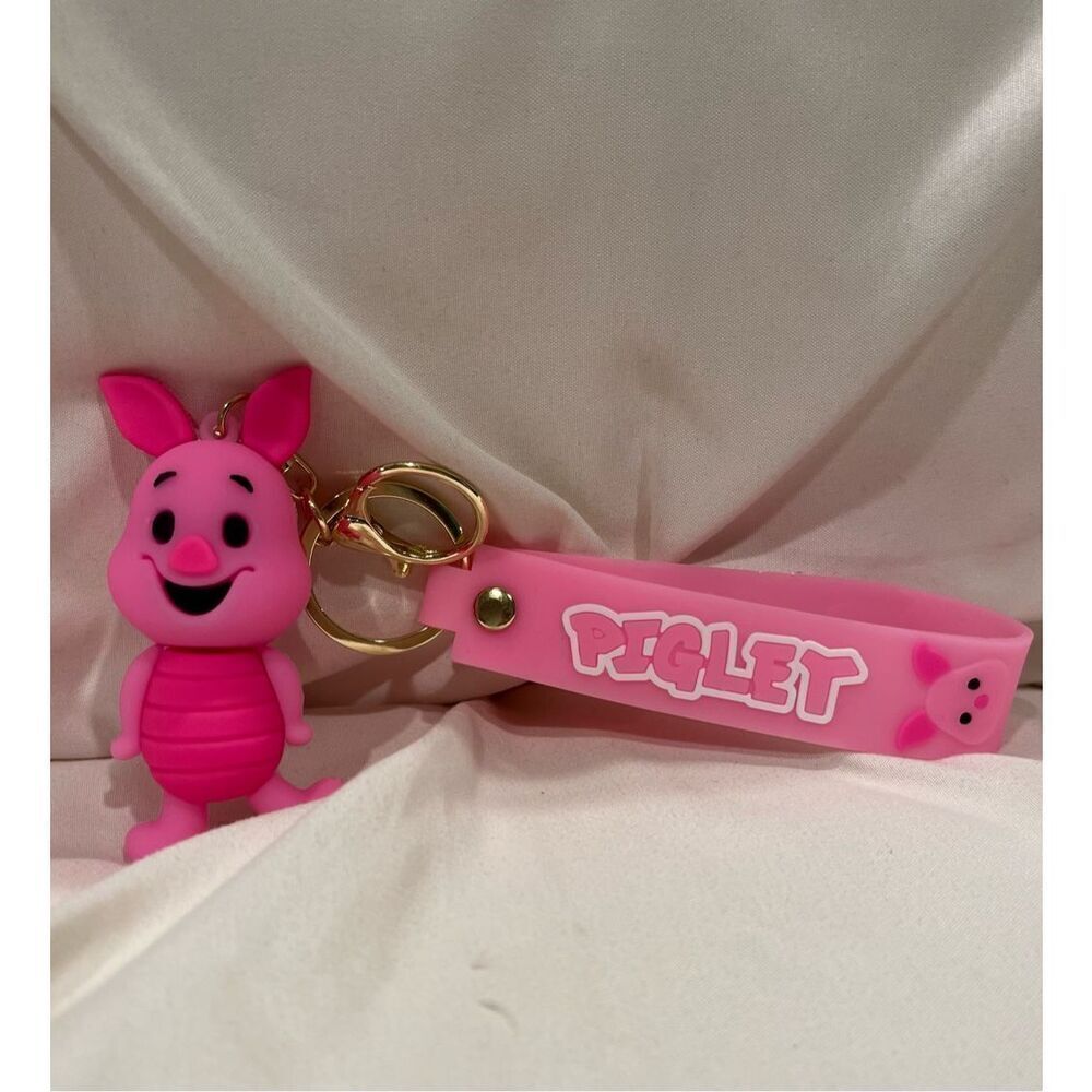 Disney Piglet & Pooh Figure Wrist Keychain Keyring Bag charm NEW 2 piece set! - Picture 4 of 7